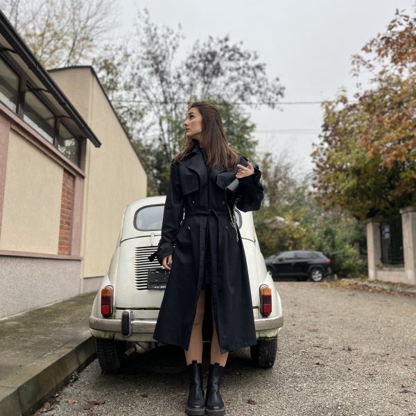 Black long trench coat